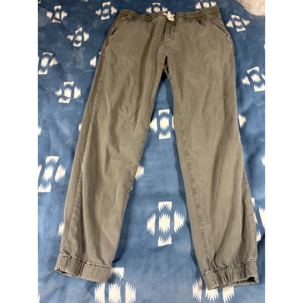 Marine Layer Mens Slim Fit Jogger Pants Olive Green Elastic Waist XL